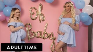 Bombázó terhes barinők hármasban: Rylee Blake és Aubrey Kate szeretkeznek egy hűtlen férjjel!