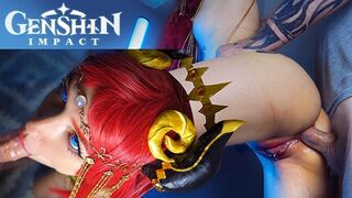 Keleti táncosnő nilou popsiját keményen megdugja a bréje – genshin impact cosplay